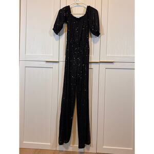 Venus Black Sequin Jumpsuit
